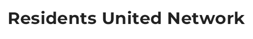 Residents United Network logo in black text.
